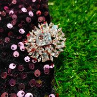 R046_Gorgeous Square design  statement ring  studded with American Diamond stones.