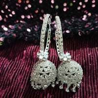E0864_Ravishing Hoop style American diamond embellished Jumkas with delicate stone work.