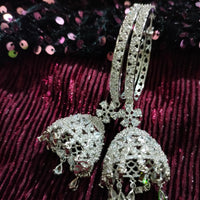 E0864_Ravishing Hoop style American diamond embellished Jumkas with delicate stone work.