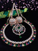 N0505_Gorgeous  designer rose gold american diamond embellished necklace set with a touch of  multi colour