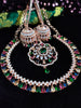 N0505_Gorgeous  designer rose gold american diamond embellished necklace set with a touch of  multi colour