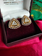 E0870_Lovely American diamond triangle shaped studs with a touch of  delicate stone work.