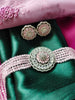 N0527_Classic designer crystal Grand circular shaped pendant choker necklace set studded  with  American diamond stones.