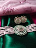 N0527_Classic designer crystal Grand circular shaped pendant choker necklace set studded  with  American diamond stones.