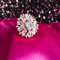 R046_Gorgeous Square design  statement ring  studded with American Diamond stones.