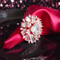 R046_Gorgeous Square design  statement ring  studded with American Diamond stones.