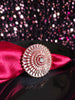 R043_Gorgeous designer American Diamond studded statement ring with delicate stone work.