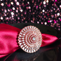 R043_Gorgeous designer American Diamond studded statement ring with delicate stone work.