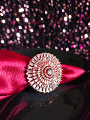 R043_Gorgeous designer American Diamond studded statement ring with delicate stone work.