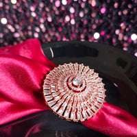 R043_Gorgeous designer American Diamond studded statement ring with delicate stone work.