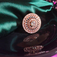 R050_Elegant designer American Diamond studded statement ring with delicate stone work.