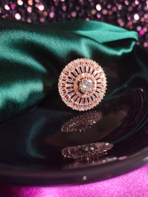 R050_Elegant designer American Diamond studded statement ring with delicate stone work.