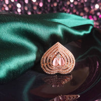 R055_Lovely heart design American Diamond studded statement ring with a touch of pink stone.