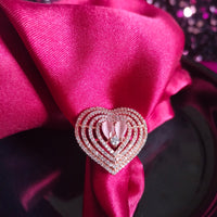 R055_Lovely heart design American Diamond studded statement ring with a touch of pink stone.
