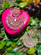 E0866_Ravishing designer American diamond embellished grand danglers with delicate stone work.