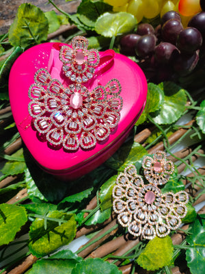 E0866_Ravishing designer American diamond embellished grand danglers with delicate stone work.