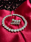 N0314_ Elegant American Diamond engraved choker necklace with beautiful craft work of circular shaped dazzling stones.