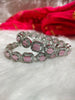 B0314_Elegant silver shade designer American Diamond bangles with a touch of pink stones.