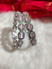 B0314_Elegant silver shade designer American Diamond bangles with a touch of pink stones.