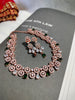 N0437_Elegant american diamond embellished necklace with a touch of green stone work.