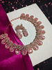 N0544_Lovely rose gold choker necklace embellished with american diamond stones with a touch of pink stones.