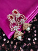 E0873_Classic designer rose gold jumkas with delicate stone work with a touch of pearl.