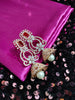 E0873_Classic designer rose gold jumkas with delicate stone work with a touch of pearl.
