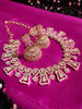 N0561_Beautiful rose gold choker necklace embellished with american diamond stones with a touch of pink stones.
