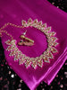 N0539_Lovely designer choker necklace studded with american diamond stones with a touch of pink stones.