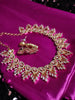N0539_Lovely designer choker necklace studded with american diamond stones with a touch of pink stones.