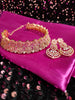 N0532_Lovely designer necklace embellished with american diamond stones with a touch of pink stones.