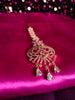 M032_Elegant designer rose gold American diamond studded Maang tika with delicate stone work.