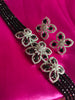 N0529_Classic designer crystal with floral design pendant choker necklace set studded  with  American diamond stones.