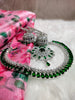 N0572_Gorgeous designer necklace embellished with american diamond stones with a touch of green stones.