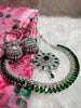 N0572_Gorgeous designer necklace embellished with american diamond stones with a touch of green stones.