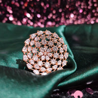 R076_Grand Designer rose gold American Diamond studded statement ring.