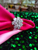 R061_Lovely flower design American Diamond studded statement ring.