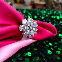 R061_Lovely flower design American Diamond studded statement ring.