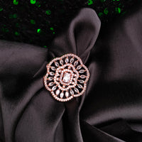 R073_Grand Designer rose gold American Diamond studded statement ring.