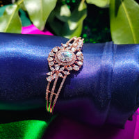 B0321_Elegant rose gold designer bracelets studded with delicate work of american diamond stones.