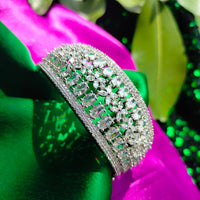 B0326_Grand designer bracelets studded with delicate work of american diamond stones.