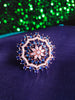 R080_Classic Grand circular design rose gold American Diamond studded statement ring with a touch of blue stones.