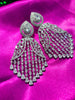 E0884_Ravishing grand designer American diamond embellished danglers with delicate stone work.