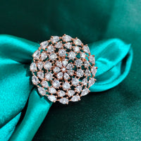 R076_Grand Designer rose gold American Diamond studded statement ring.
