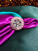 R091_Elegant flowery design circular rose gold American Diamond studded statement ring with a touch of sea green stones.