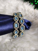 B0319_ Royal style Silver plated bangles studded with  American Diamond stones with a touch of blue stones.