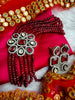 N0597_Classic broad designer crystal choker necklace set studded  with Kundan stones.