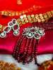 N0597_Classic broad designer crystal choker necklace set studded  with Kundan stones.