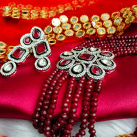 N0597_Classic broad designer crystal choker necklace set studded  with Kundan stones.