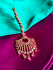 M039_Gorgeous rose gold American diamond studded Maang tika with delicate stone work.